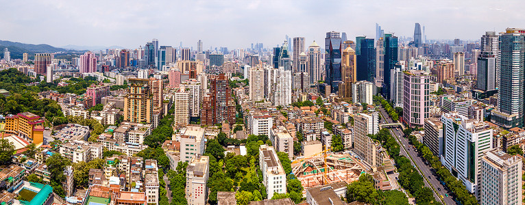 航拍广州越秀区全景城市建筑群天际线背景图片