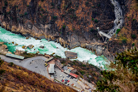 云南山区云南虎跳峡风景区水流背景