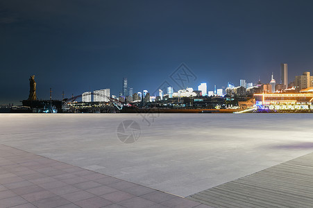 青岛码头平台夜景背景图片