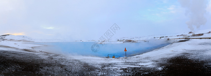 地热湖冰岛Mývatn米湖魅力风光背景