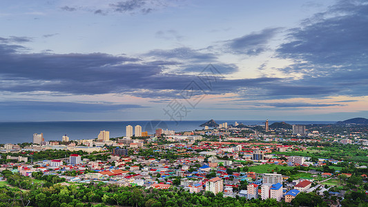 泰国旅游海滨城市华欣全景背景图片