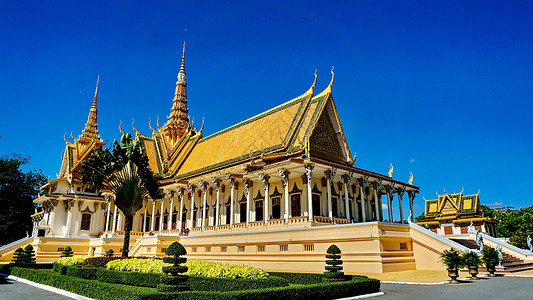 漂亮金边柬埔寨金边大皇宫的宫殿背景