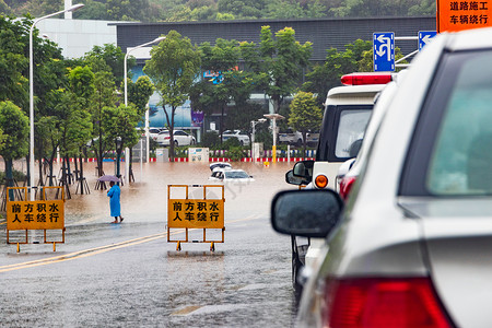 防汛演练城市暴雨街道洪水内涝背景