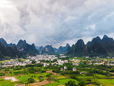 广西桂林山水山村风景图片