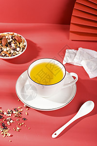 包茶叶的素材茶杯泡茶叶包背景