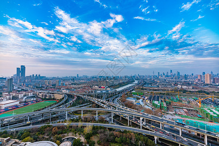 赛道路面背景南京应天大街高架城市景观背景