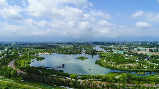 西安港务区西安鄠邑区渼陂湖景区大景背景