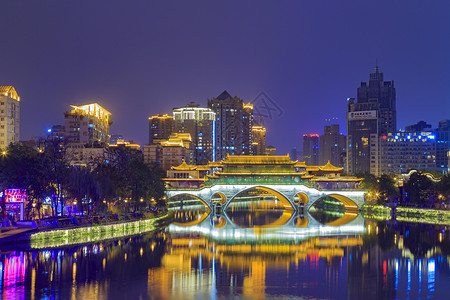 古桥夜景成都九眼桥夜景背景