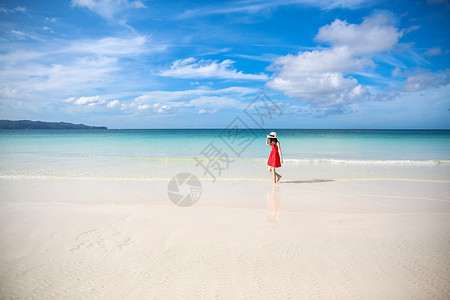 海边美女海滩长滩岛高清图片