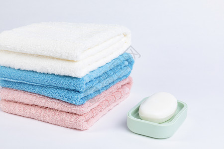 家居用品毛巾与肥皂背景图片