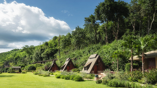 木屋森林泰国森林度假酒店度假村背景