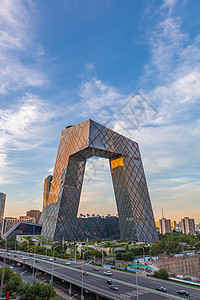 北京cctv夕阳下的北京国贸cbd背景