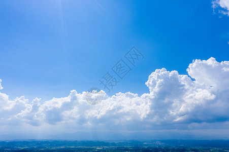蓝色集五福海报阳光下的蓝天白云素材背景