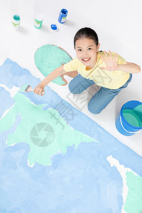 手绘地板儿童手绘视界地图背景