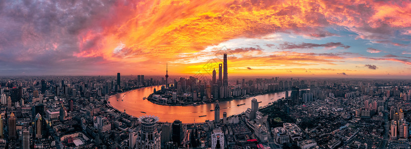 夕阳日落上海厨房三件套高清图片