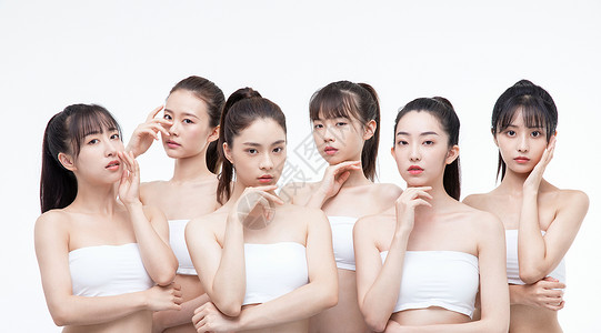 化妆团队女性团体美容护肤概念背景