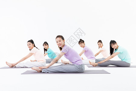 瑜伽课广告素材年轻女孩运动拉伸背景