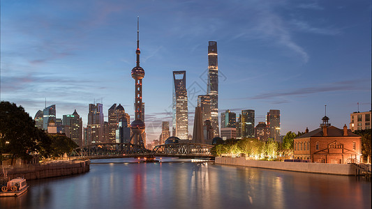 环球贸易上海陆家嘴与外白渡桥背景
