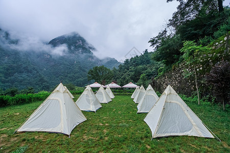 团建露营帐篷营地背景图片