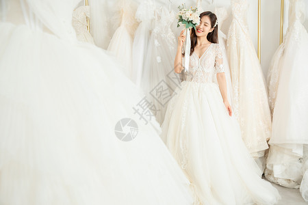 婚纱店甜美新娘形象高清图片