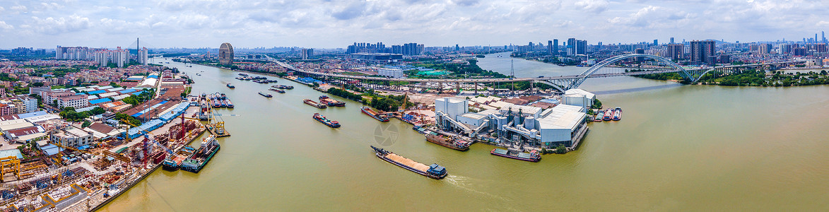 香海大桥航拍珠江三支香航运水道码头背景