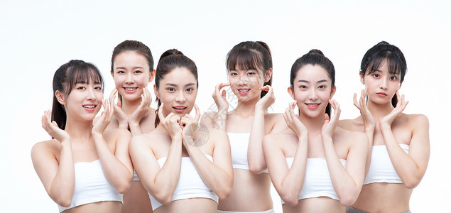 女性团体美容护肤概念背景图片