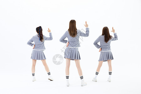 青春美女团体跳舞背影图片
