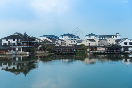 苏州昆山江南古镇苏州锦溪古镇背景