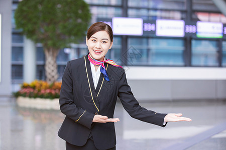 美女迎宾机场空姐迎宾服务背景