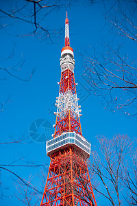 东京晴空塔高清蓝天下的东京塔背景