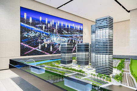 三维城市模型售楼部楼盘模型背景