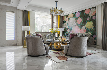 豪华古典欧式风格客厅背景图片