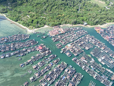 海南陵水县南湾猴山下疍家渔排背景图片