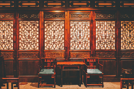 红木椅子韩国传统木质室内家居背景