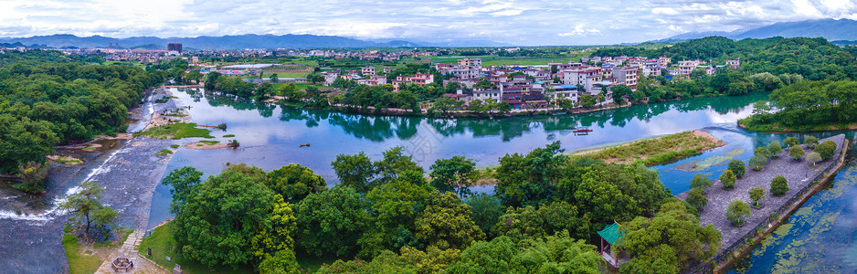 凿刻的航拍秦始皇修建的古运河灵渠风光全景背景