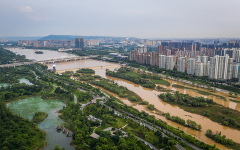 世博园之陕西园西安浐灞航拍背景