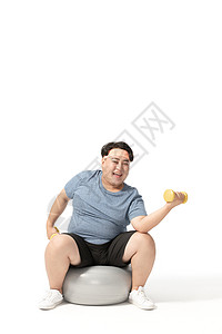 肥胖男士哑铃运动减肥图片