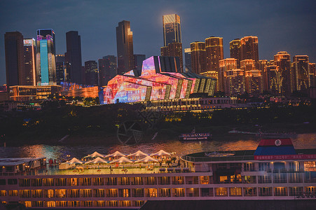 重庆大剧院夜景背景图片