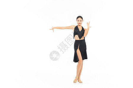 国家标准舞跳拉丁舞的女性舞蹈老师背景