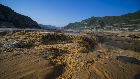 保卫母亲河延安壶口瀑布景区背景