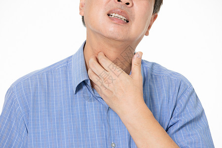 扁桃体肿大中年男人嗓子疼背景