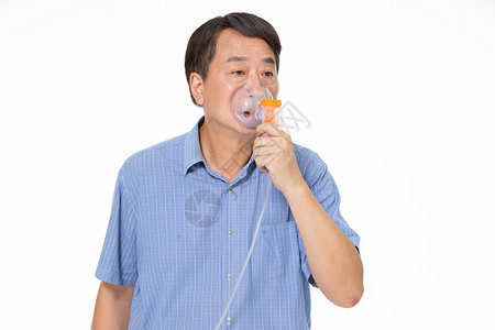鼻窦炎中年男人吸氧背景