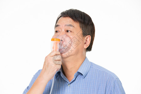 鼻窦炎中年男人吸氧背景