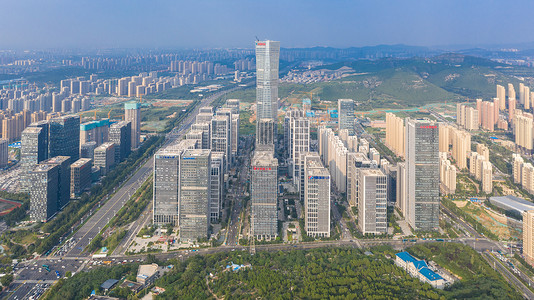 济南城市风光CBD高楼群背景图片