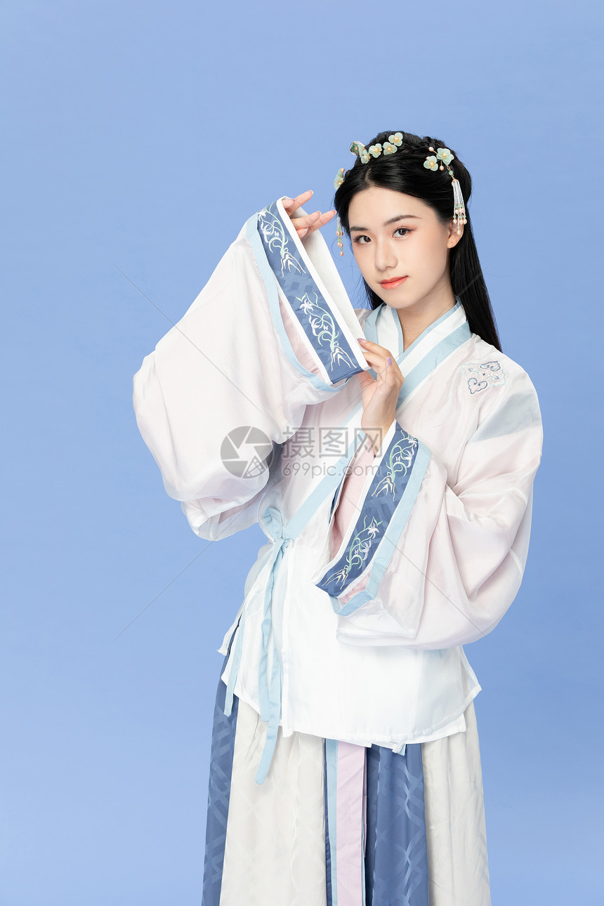  古风汉服美女遮袖子图片