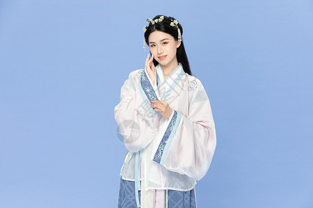  古风汉服美女遮袖子图片