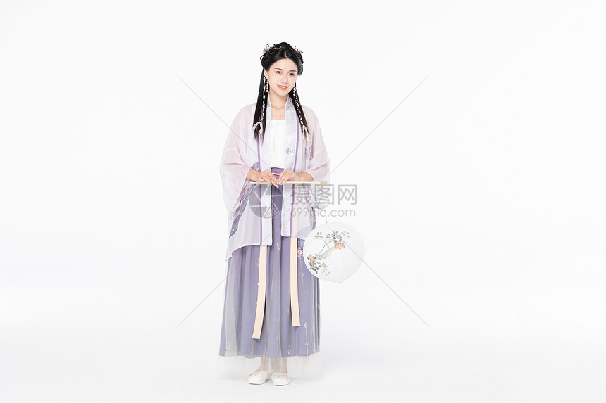 中国风古装汉服美女提纸灯笼图片