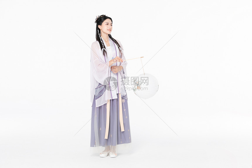 中国风古装汉服美女提纸灯笼图片