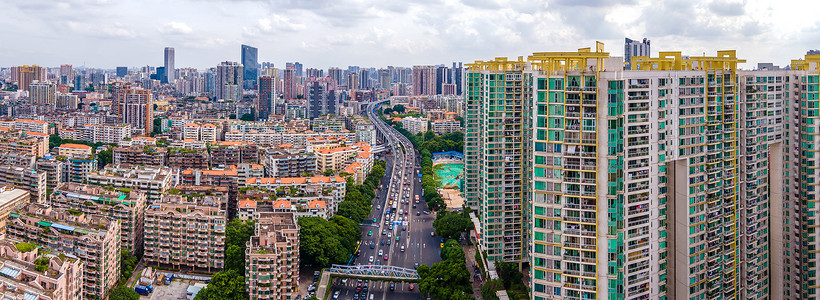 全景航拍广州江湾路城市建筑风光背景图片