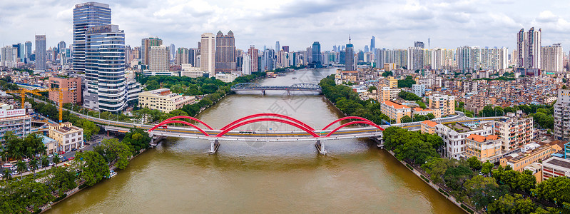 全景航拍广州解放大桥背景图片